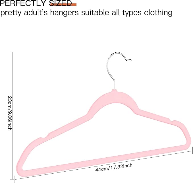 Pink Velvet Hangers 60 Pack, Slim Space Saving Suit Hangers - Image 7