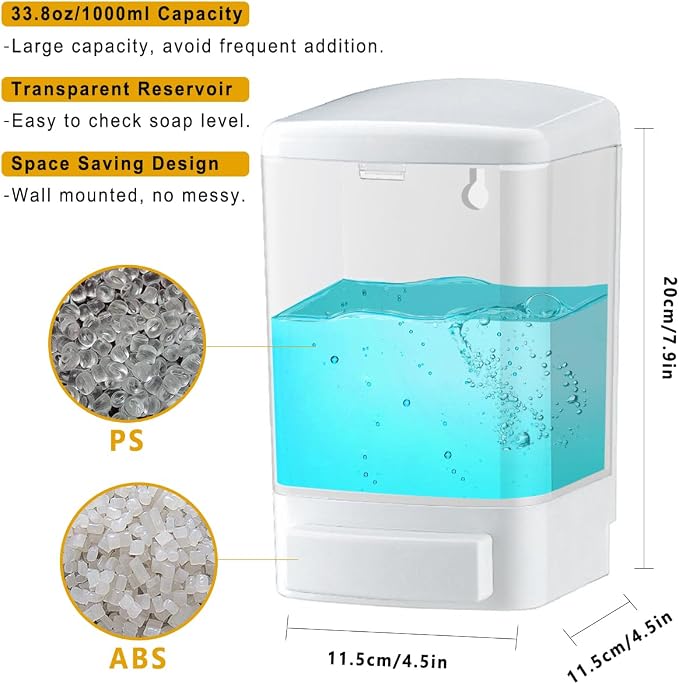 Manual Soap Dispenser Wall Mounted, Bathroom Kitchen Commercial | Leak-proof - Image 2