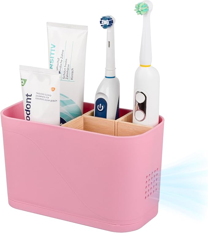 Toothbrush and Toothpaste Holder, 4 Slots, Kids Electric Tooth Brush Organizer by Heagoale