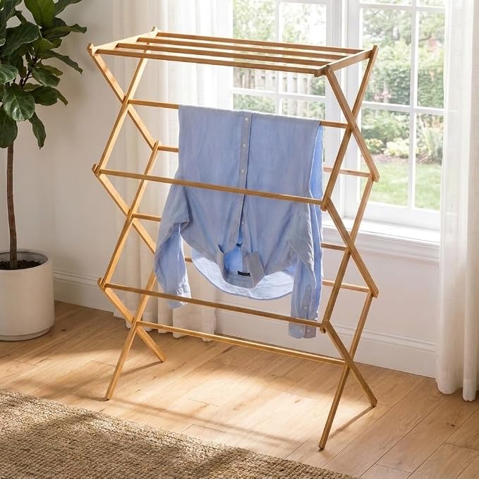 Household Essentials Bamboo Folding Clothes Drying Rack, Upscale Laundry Rack - Image 8