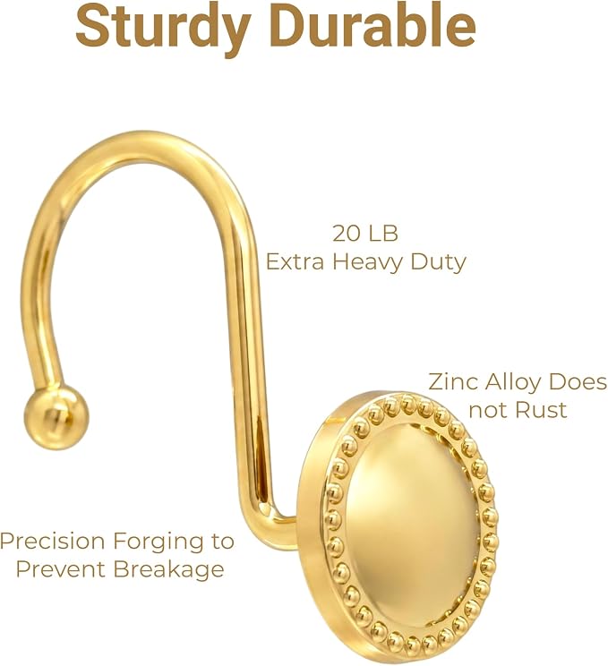 Shower Curtain Hooks, Rust-Resistant Decorative Rings, Smooth Glide, Circular - Image 3
