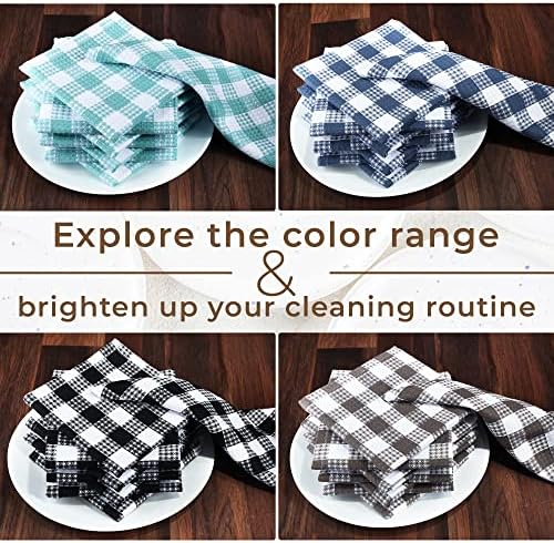 Urban Villa Kitchen Towels Cotton Dish Towels 12”x12” Grey White - Image 7
