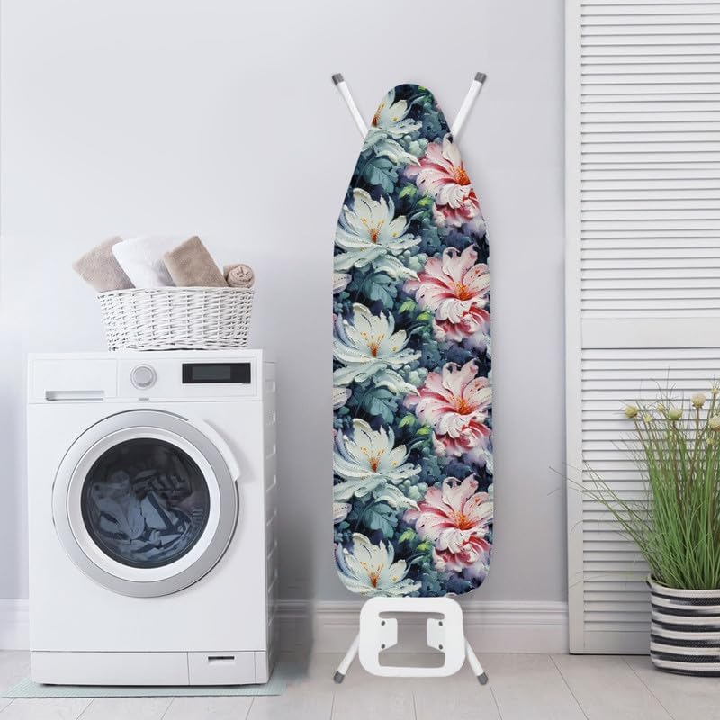 Oil Painting Iris Flowers Ironing Board Cover-15x 54 White Pink Iris Flower - Image 4