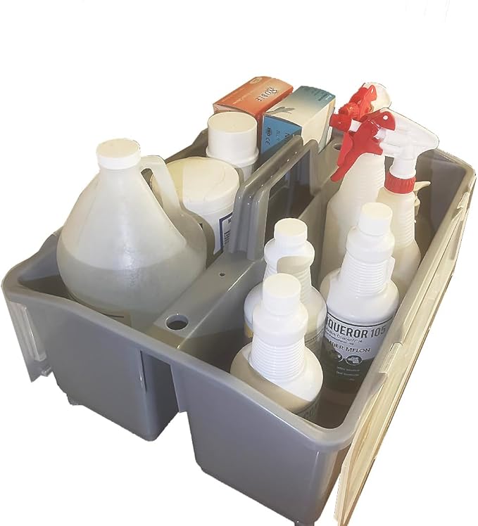 Extra Large 2 Compartment Cleaning Caddy Bucket Tool Supply Organizer with Handle