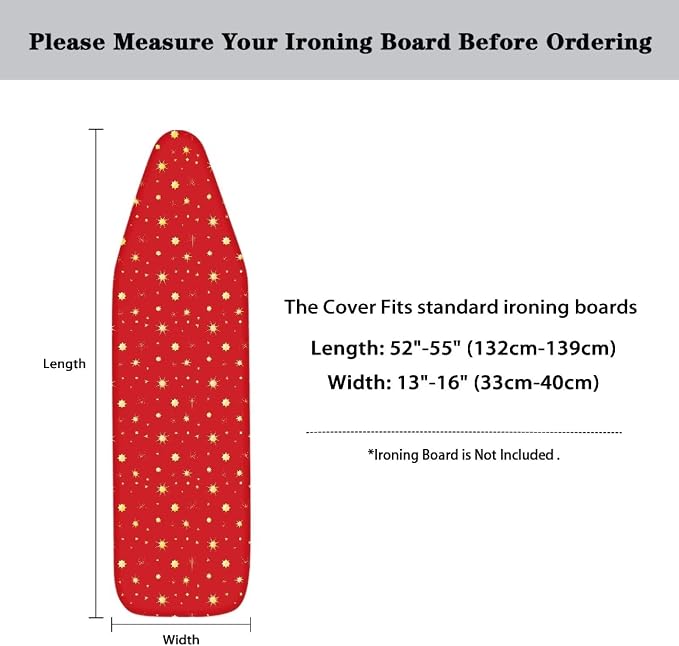 Iron Board Cover with Padding Red Stars Print Ironing Board Covers Protective - Image 6