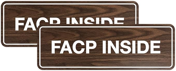 Signs ByLITA Standard FACP Inside Sign | Fire Safety Signage (Walnut) - Large 2 Pack