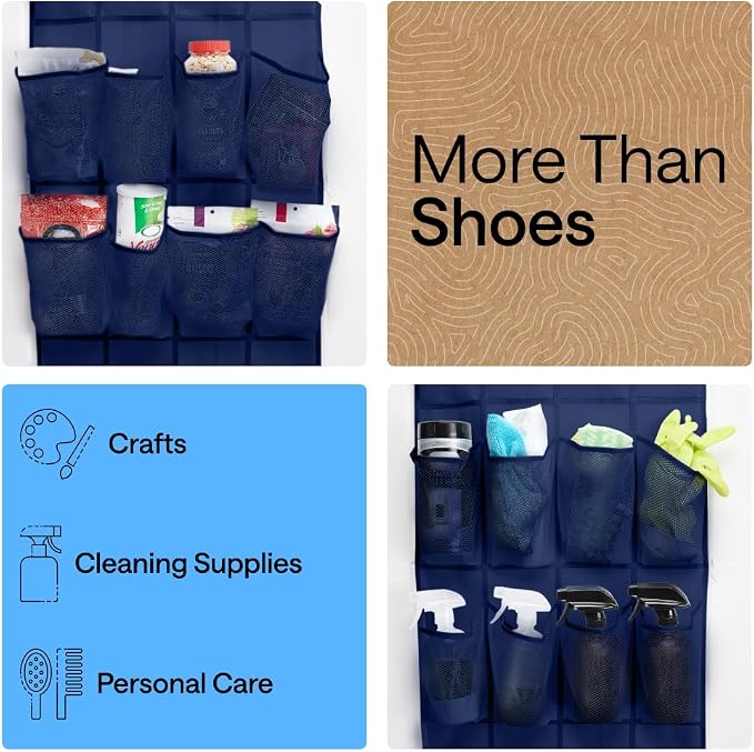 GORILLA GRIP Over the Door Shoe Organizer, 24 Large Pockets, Space Saving - Image 6