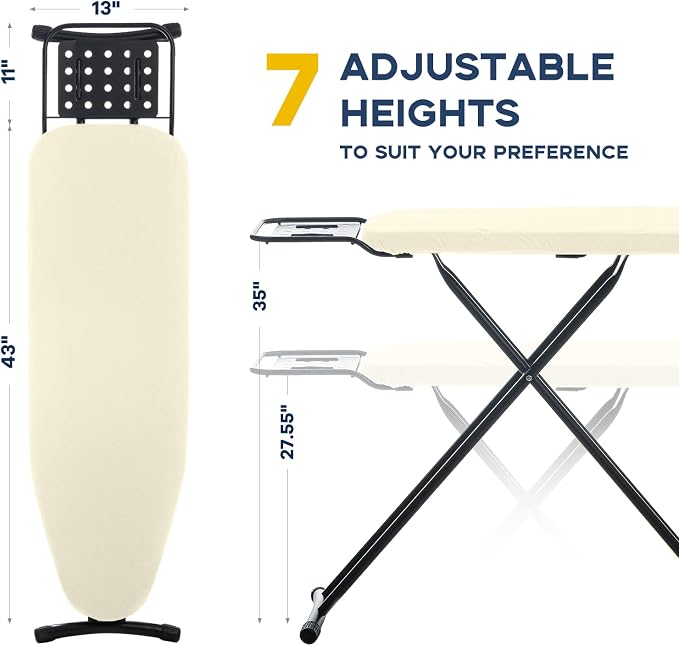 Ironing Board Full Size, RAINHOL Ivory 43x13 Compact Iron Board - Image 2