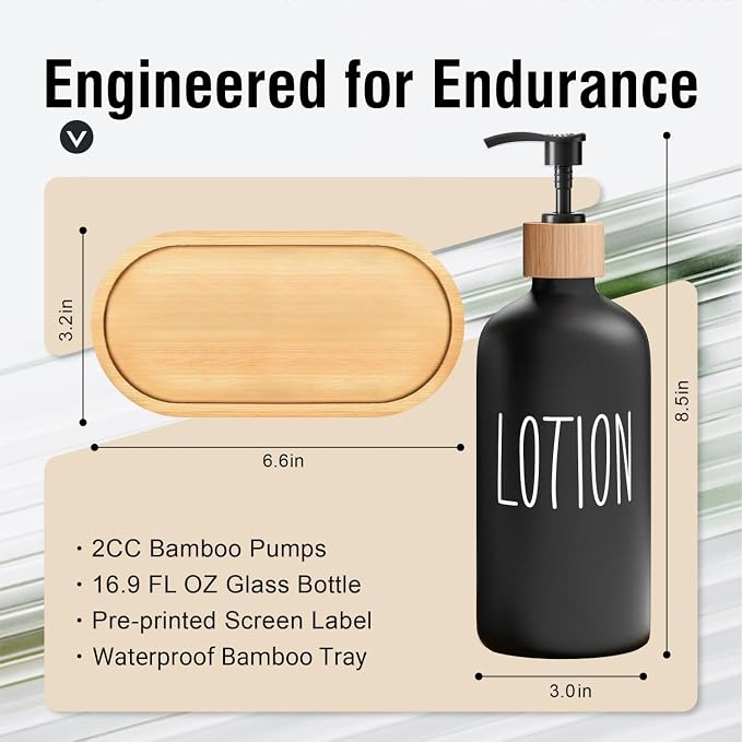 MOMEEMO Black Soap Dispenser Bathroom Set | Hand Soap and Lotion Set Suitable - Image 6