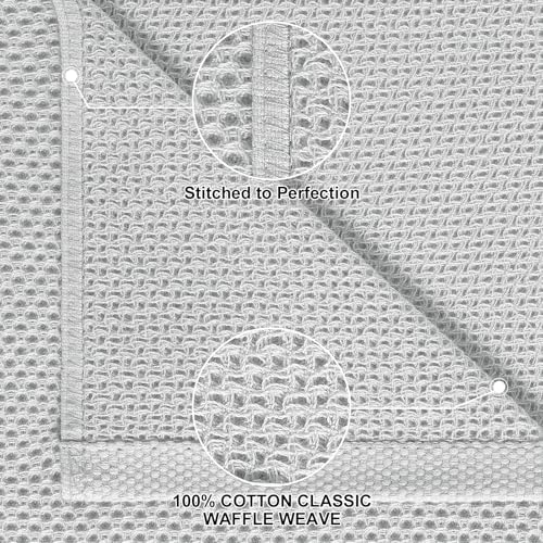 Homaxy 8 Pack 100% Cotton Kitchen Towels and Dishcloths Set, Light Gray - Image 2
