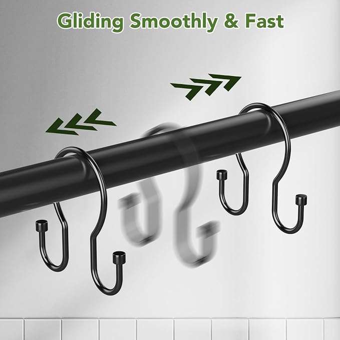 Goowin Shower Curtain Hooks, Simple Shower Curtain Rings, Sturdy Shower Curtain - Image 6
