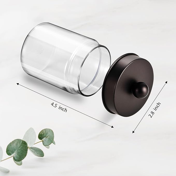Amolliar Acrylic Apothecary Jar Bathroom Qtip Holder Bronze 6 Pack - Image 6