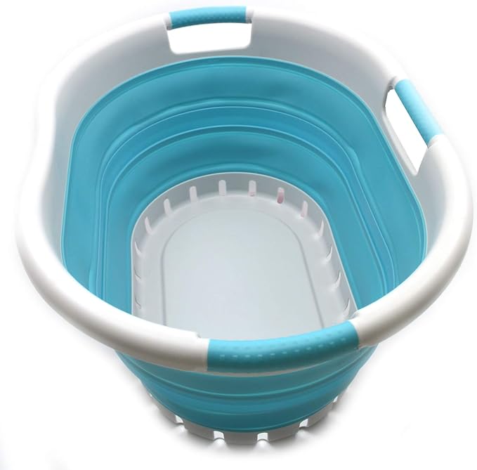 SAMMART 36L Collapsible 3 Handled Plastic Laundry Basket-Foldable Pop Up by SAMMART
