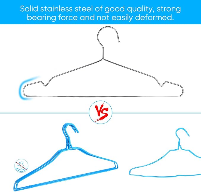 Fayleeko 10 Pack Wire Coat Hangers - Image 2