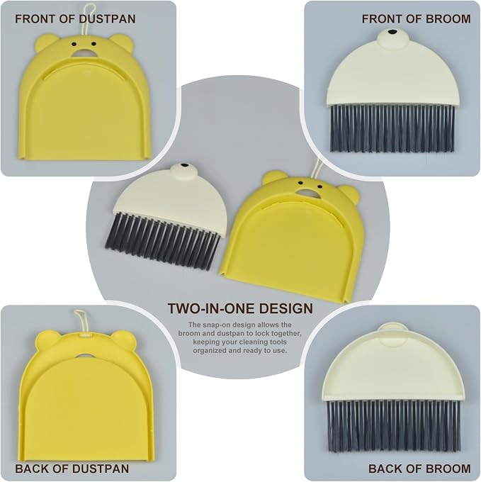 Mini Broom and Dustpan Set 6.2x6.3 Inches Compact Hand Broom - Image 4