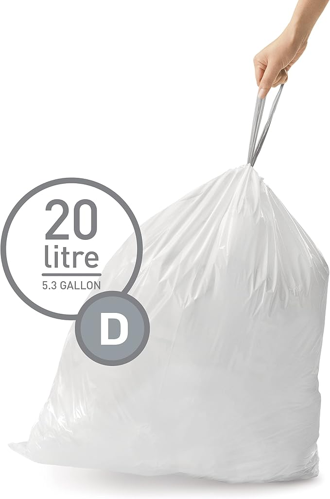 simplehuman Code D 60 Count, Dispenser Pack Custom Fit Liners, Drawstring Trash - Image 2