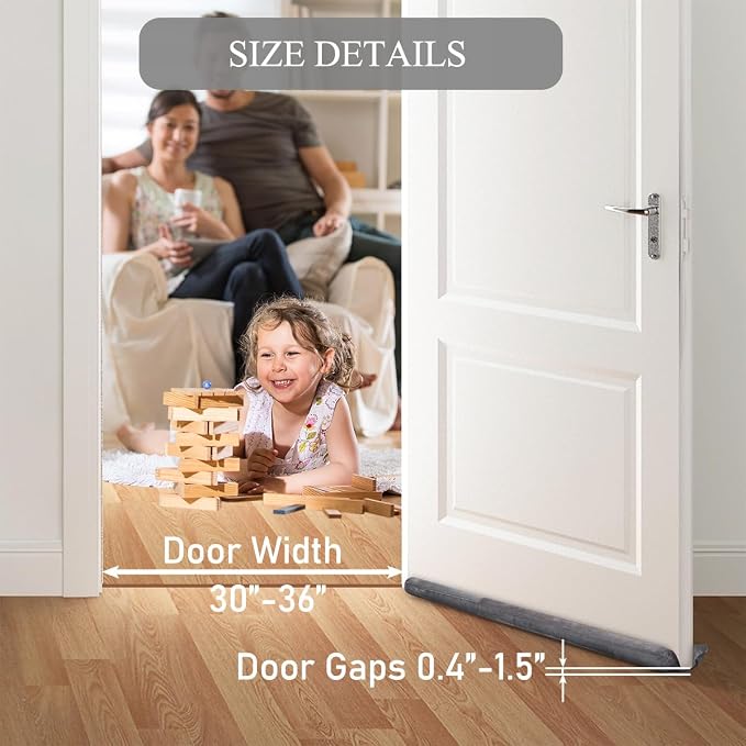 GDHOMM Door Draft Stopper for Bottom of Doors, Door Sweep Gap Filler Soundproof - Image 2