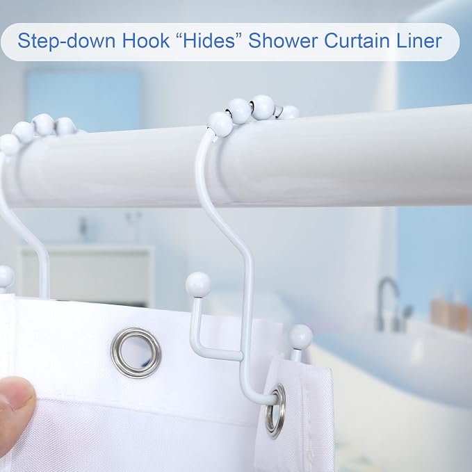 Shower Curtain Rings, SUTINE Double Shower Curtain Hooks, Rust-Resistant Metal - Image 4