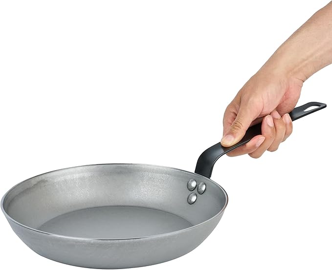 Restaurantware Met Lux 10 Inch Fry Pans, 6 No-Stick Frying Pans - Induction-Ready, Triple-Riveted, Silver Carbon Steel Cooking Skillets, Durable, For Searing, Sauteing, And Browning Food