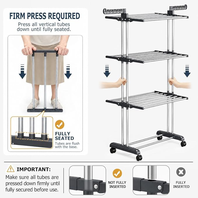 Upgraded 4-Tier Clothes Drying Rack, Drying Rack Clothing - Image 4
