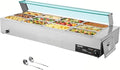 VEVOR Commercial Food Warmer, 1700W Electric Stainless Steel Steam Food Warmer with Glass Cover, 12-Pan Countertop Buffet Bain Marie with Soup & Perforated Ladles, for Catering, Restaurant & Party