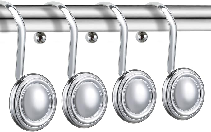CHICTIE Chrome Shower Curtain Hooks Rings, Decorative Silver Shower Hook - Image 2