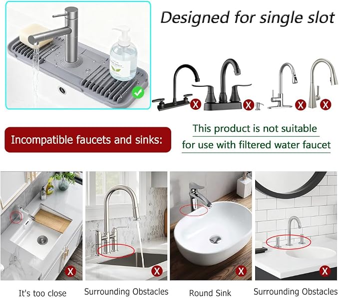 DK-SIMINA Silicone Faucet Mat Silicone Faucet Drip Catcher - Image 5
