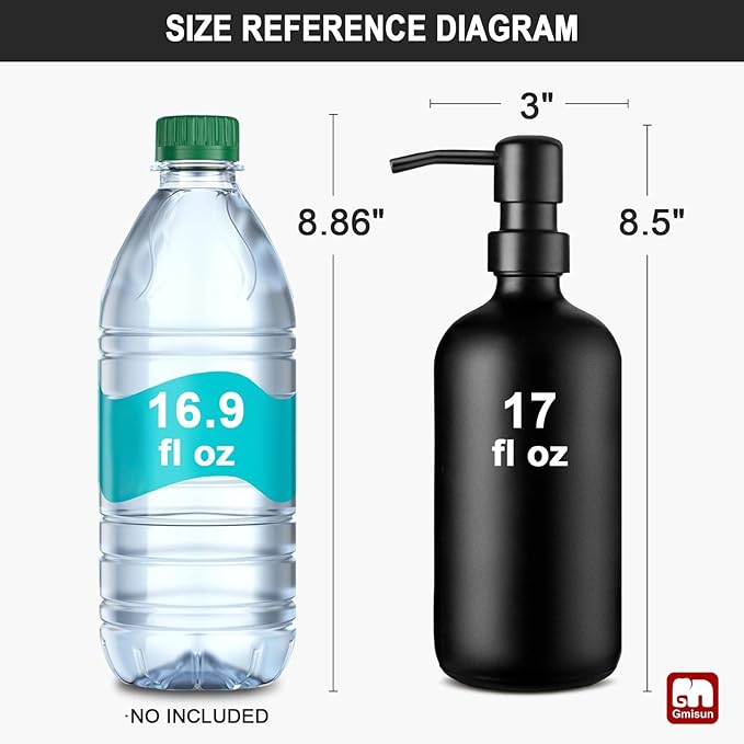 GMISUN Black Soap Dispenser, 2 Pack Matte Black Hand Soap Dispensers Bathroom - Image 2