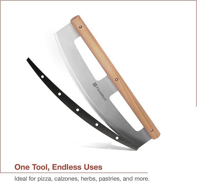 FibraMent-D Premium 5-Piece Ultimate Pizza Set Perfect for Home Ovens - 17-1/2" x 13-7/8" x 3/4" Rectangle Pizza Stone, Peel & Rocker Pizza Cutter, Pizza Stone Ranked 'BEST OVERALL PIZZA STONE'