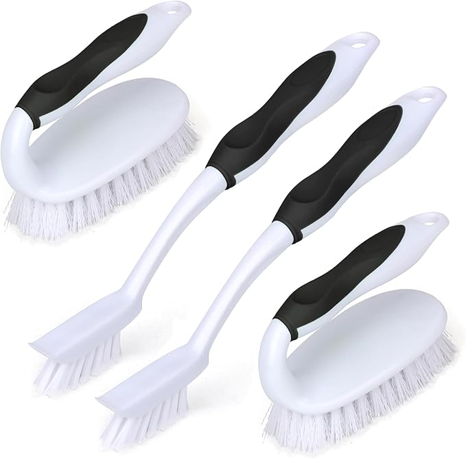 Scrub Brush Set, 4 Pack Deep Cleaning Brush Kit, 2 Tile & Grout Brush by HileSwan