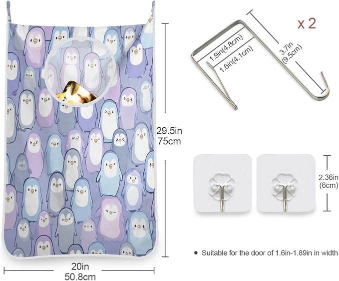 2PCS Hanging Laundry Hamper Bag Over the Door Laundry Hamper Wall Hamper Large - Image 3