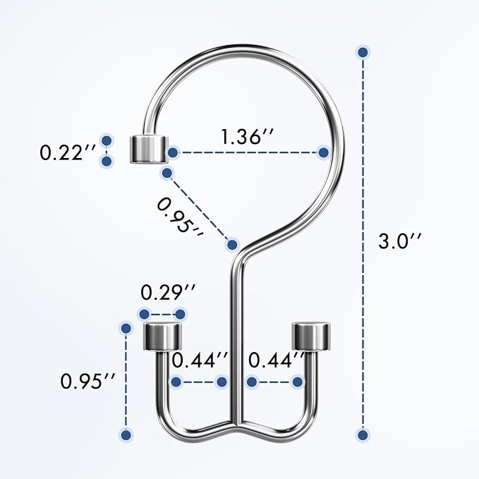 Bathway Shower Curtain Hooks Chrome Shower Curtain Rings - Image 2