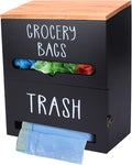 2 in 1 Trash Bag Holder with Grocery Bag Holder, Wooden Trash Bag Dispenser by Xbopetda