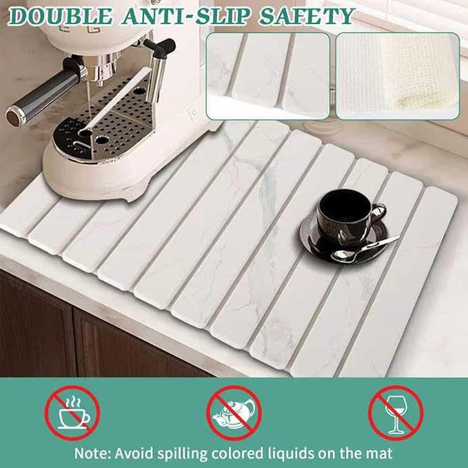 Stone Dish Drying Mat for Kitchen Counter, 24 x 16 Inch | Absorbent - Image 3