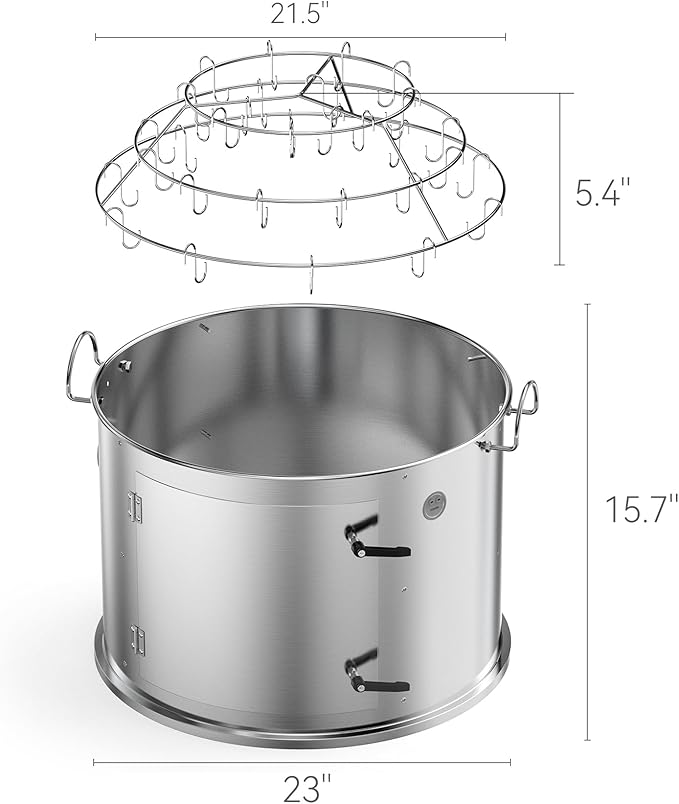 Charkettle Stainless Steel Grill Smoking Kit, with 3-Tier Rib Hanger and Openable Door, Compatible with Weber 22 inch Kettle Grills - Convert Your Kettle into Smoker