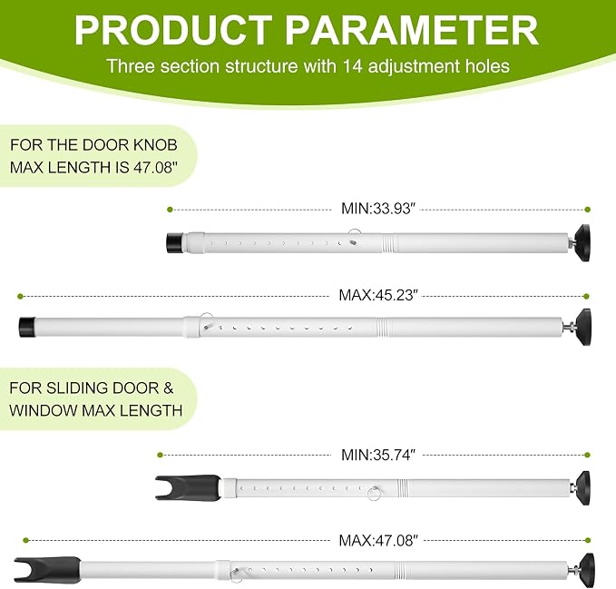 Sliding Glass Door Security Bar, Patio Door Barricade Security Bar, Apartment - Image 3