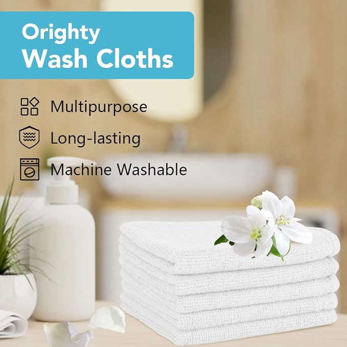 Orighty Washcloths Bulk, 200 Pack Microfiber Face Towels, 12x12 Inch White - Image 6