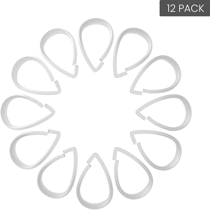 Top-spring Clear Shower Curtain Hooks 12Pcs Drop Shaped Hooks - Image 7