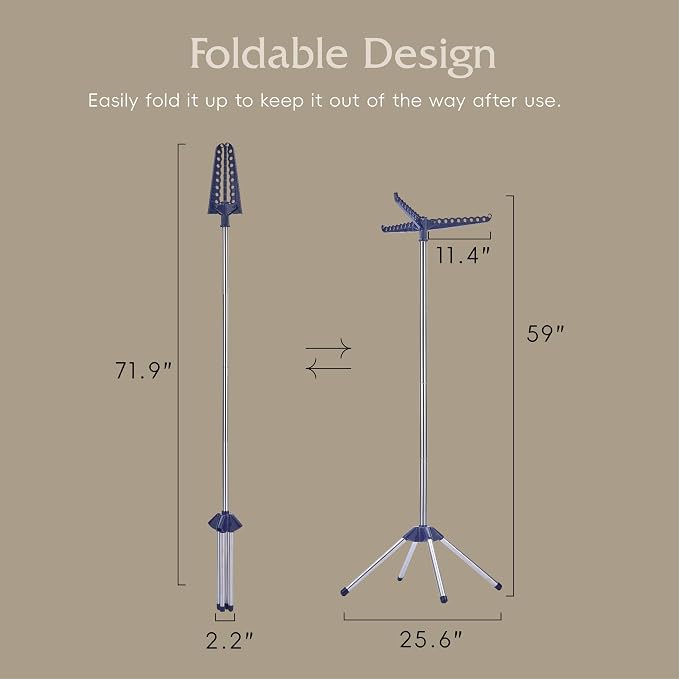 Beaudaily Clothes Drying Rack, Foldable Laundry Drying Rack, Indoor 59-Inch - Image 7
