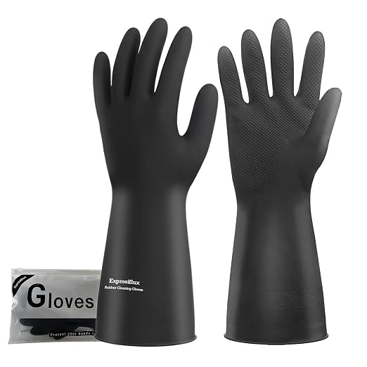 Heavy-Duty Thick Black Rubber Cleaning Gloves, 1 Pair, M | Reusable & - Image 7