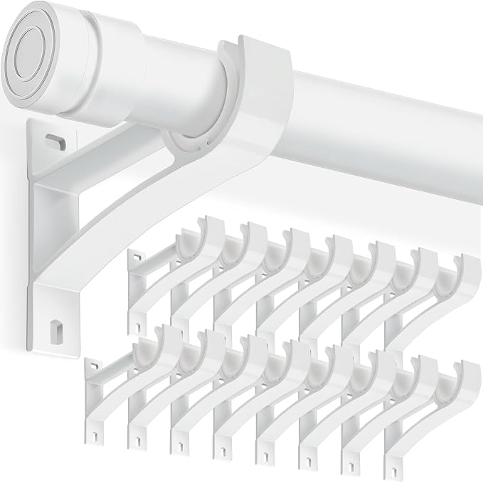 Curtain Rod Holder Heavy Duty Curtain Rod Hooks 16 Pcs White Curtain Rod by KOLAKO