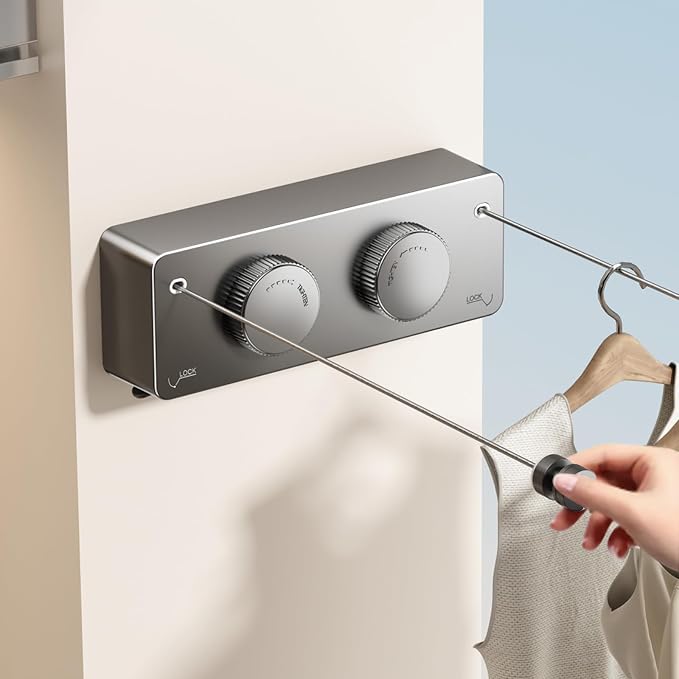 MUSTORN Retractable Clothesline Indoor, Non-Sagging Twin Clothes Line by MUSTORN