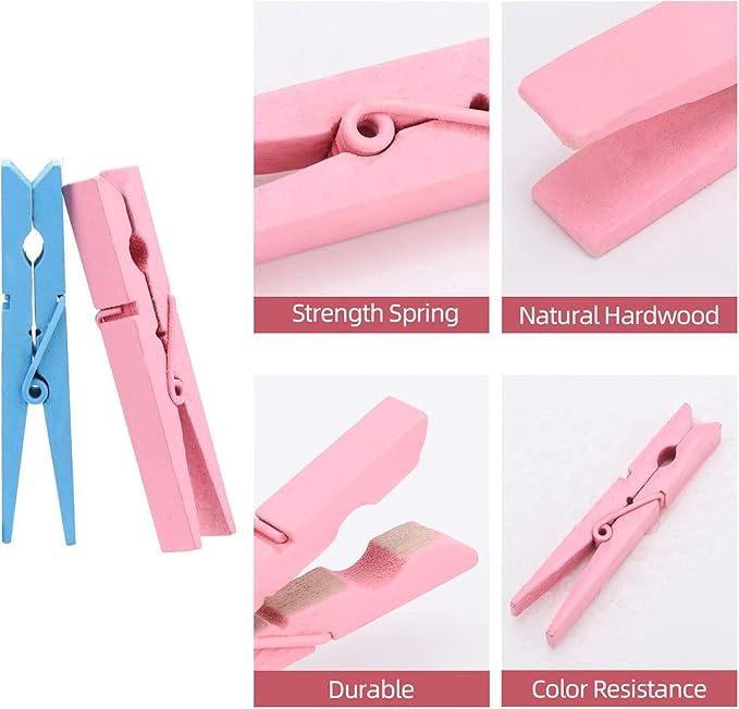 200pcs Colored Clothespins Wooden Clothes Pins, Wood Clips - Image 2