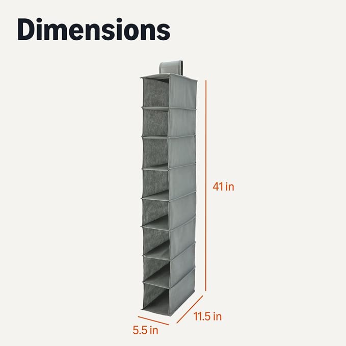 Amazon Basics 8-Tier Hanging Closet Shelf Shoe Organizer, Space Saving Storage - Image 2