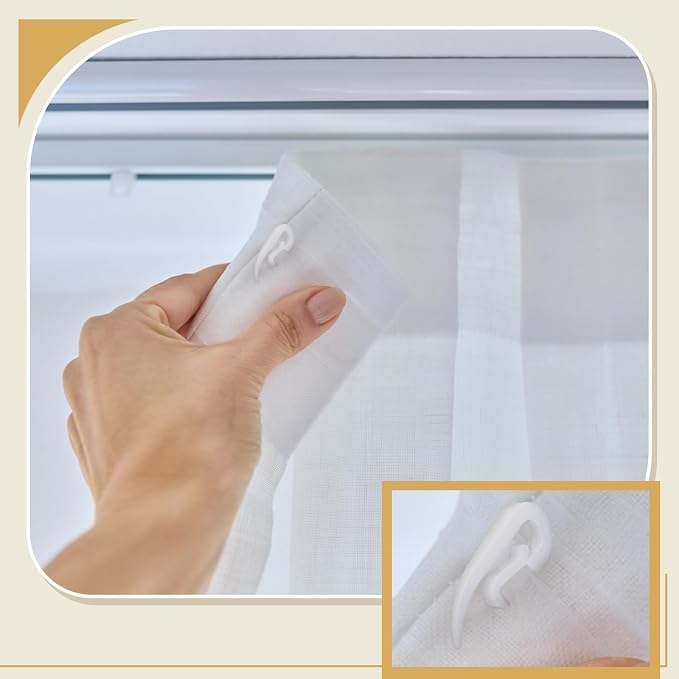 Wonderjune 300 Pcs White Plastic Curtain Hooks - Image 6