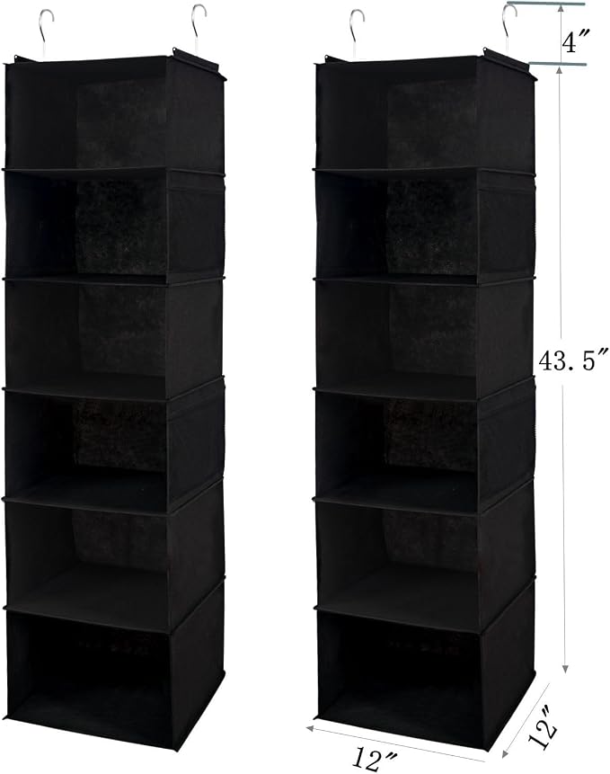 6 Shelves Hanging Closet Organizer, 2 Pack Hanging Storage - Image 3