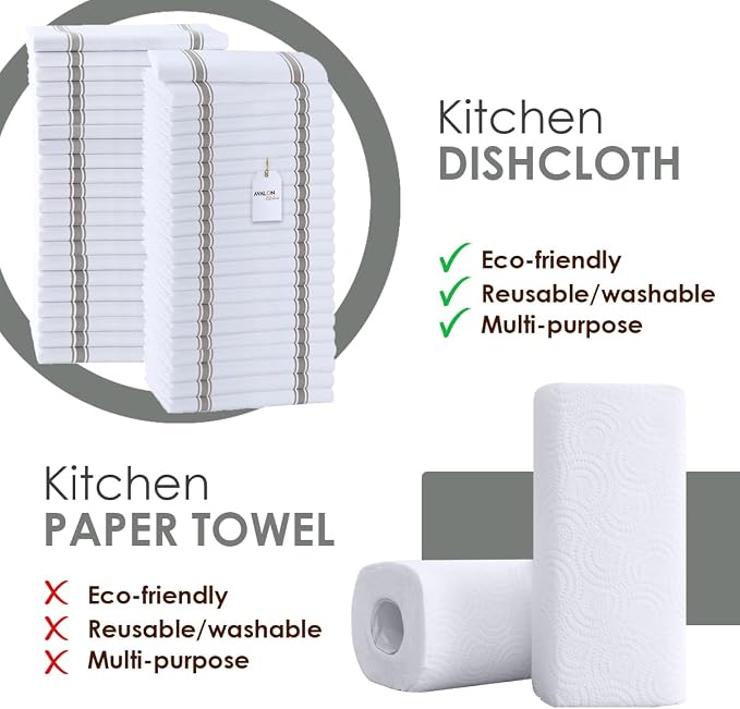 Avalon Kitchen Dish Towels Set Size 15x25 Inch, 100% Cotton Soft & Absorbent - Image 2