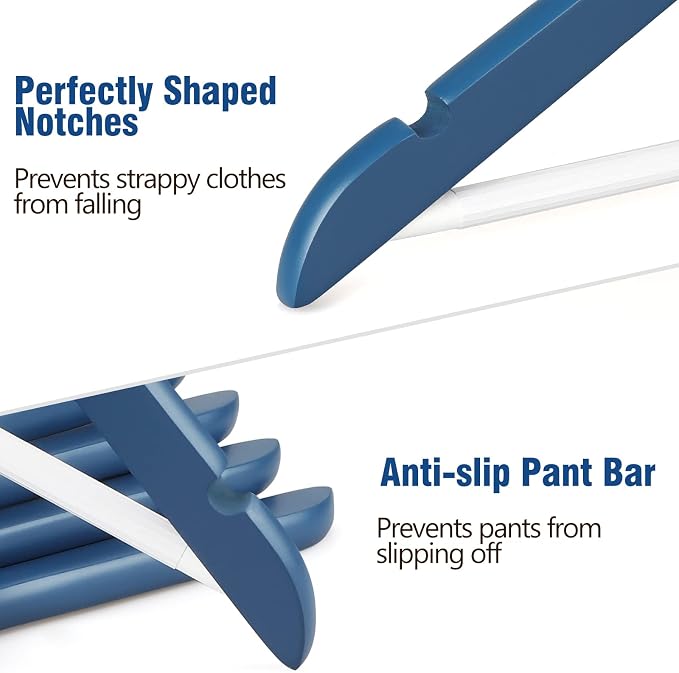 TOPIA HANGER Premium Wooden Hangers 16 Pack Blue/White Coat Hangers | Non-Slip - Image 3