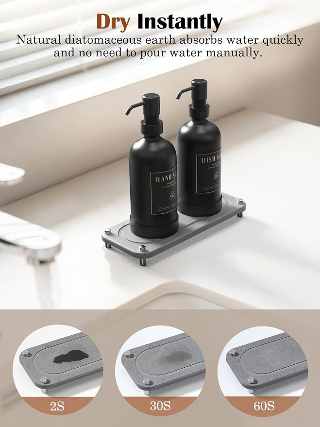 Luxspire 17 oz Glass Liquid Soap Dispenser Set, 2 Pack | Anti-drip pump - Image 3