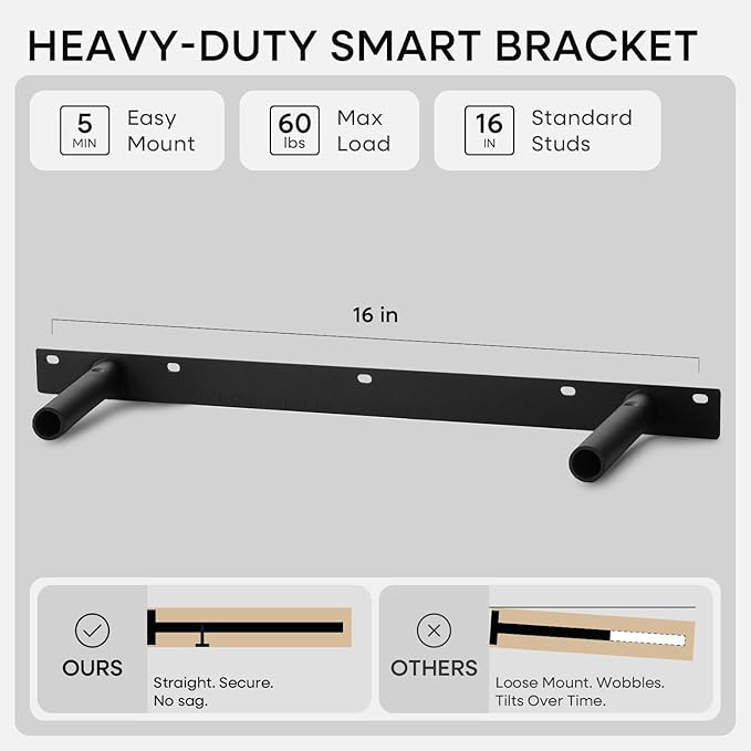 Homeforia 18 inch Natural Floating Shelf, High End Solid Real Wood 18inch Small Floating Shelves for Wall Mounted, Natural Wooden Floating Shelves, Heavy Duty Bracket, 18 X 6.5 X 1.75 in, Set of 2